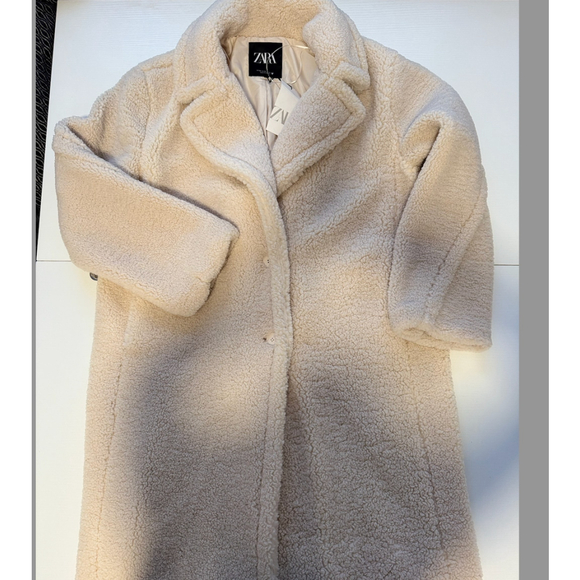 Zara Long Fleece Coat Size XXL - Picture 8 of 9